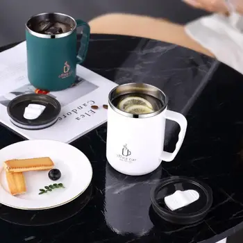 Кофейная чашка из нержавеющей стали, кружка с крышкой, изолированная кофейная кружка, кофейный стакан с двойными стенками, термостойкая посуда для напитков