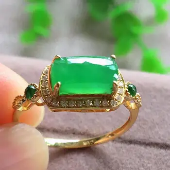 Оригинальный дизайн натуральный зеленый халцедон с бриллиантом, открывающееся регулируемое кольцо в китайском ретро стиле, легкое роскошное очарование, женские серебряные ювелирные изделия