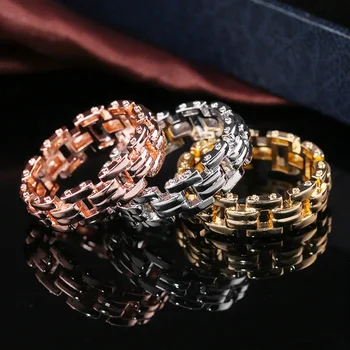 Дизайн мужских колец с наращиваемыми звеньями цепи, доступно 3 цвета, Геометрическая прочность, Мощное кольцо на кулак, ювелирные изделия в стиле панк