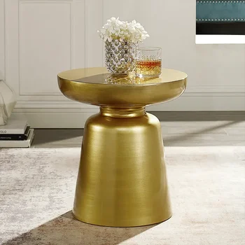 круглый столик в скандинавском стиле из бронзы, современная мебель для гостиной