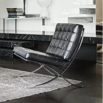 Домашний Скандинавский Одноместный диван-кресло, Итальянское Легкое Роскошное Кожаное сиденье для отдыха в гостиной, Современная мебель для стульев с простой спинкой 2023