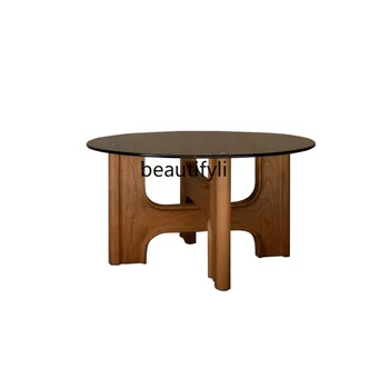 Мебель с Тихим Ветром Круглый стол в виде Слона Чайный столик из массива Дерева для гостиной Бытовая Небольшая Стеклянная мебель с низким столиком