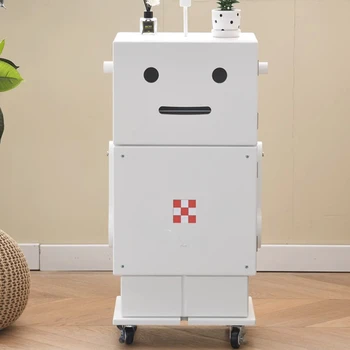 Приставной столик для хранения современного робота Персонализированный Креативный Передвижной прикроватный шкафчик для хранения