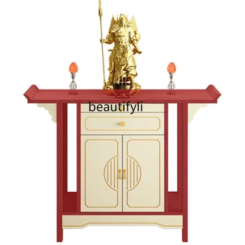 Новый Алтарь В Китайском стиле Современный Стиль Шкаф Бога Богатства Ниша Будды Из Массива Дерева Алтарная Консоль Среднего Зала Шкаф Бодхисаттвы