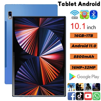 5G Новый планшетный ПК Android 10,1-дюймовый планшет Android 11,0 16 ГБ оперативной памяти 1 ТБ ПЗУ 8800 мАч HD Экран Две sim-карты Сеть Wi-Fi Bluetooth