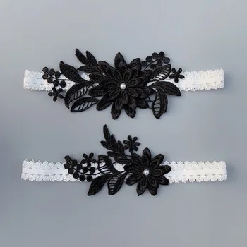 Черные кружевные свадебные подвязки для невесты, женский набор подвязок для свадьбы, выпускного вечера, эластичные кружевные кольца для ног для женщин