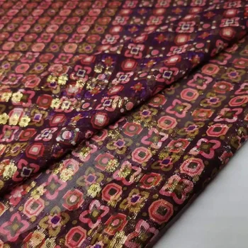 Шелк 10 мм Металл, жаккард в сомалийском стиле с цветочным принтом, рубашка для шитья своими руками, свадебный материал, ткань