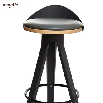Барный стул из скандинавского железа и кованого массива дерева, коммерческий высокий стул для бара, ретро-лофт в индустриальном стиле, стойка регистрации, стульчик для кассира