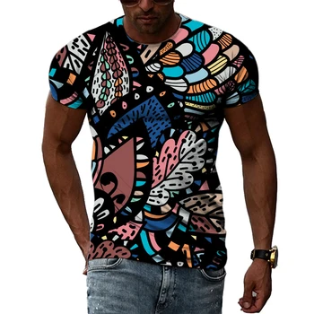 Новые 3D Модные футболки с этническим красочным рисунком Унисекс, модные мужские летние повседневные футболки в стиле харадзюку с коротким рукавом
