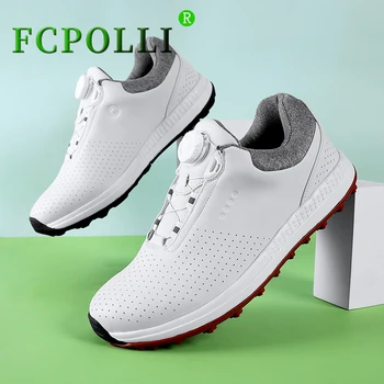 2023 Новые мужские туфли для гольфа Черно-белые Спортивные туфли для мужчин Профессиональная быстрая шнуровка для тренировок по гольфу Мужская обувь для ходьбы на резиновой подошве