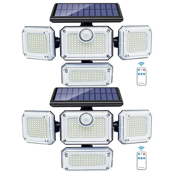 Солнечные фонари, наружный датчик движения, 333 светодиодных прожектора, наружные фонари с 2 пультами дистанционного управления
