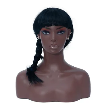 Афроамериканская голова манекена из ПВХ, реалистичная голова манекена с плечами, бюст, Подставка для головы парика для показа париков