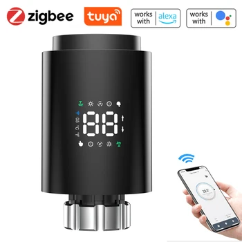 Термостат Tuya Zigbee Термостатический Клапан Радиатора Термостат TRV Клапан с Smart Life Умный Дом Tuya Alexa и Google Home